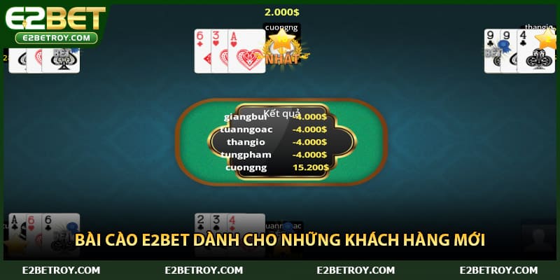 Bài cào E2bet dành cho những khách hàng mới